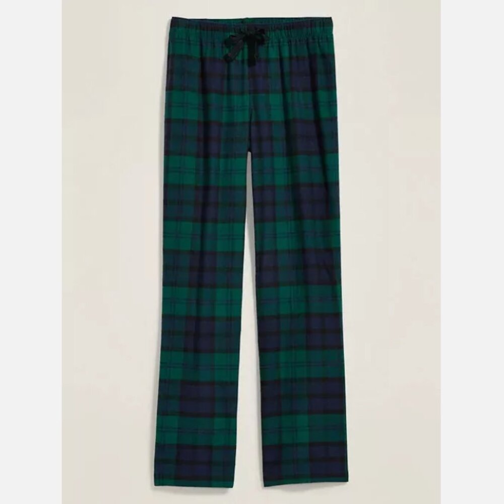 NWT Old Navy Patterned Flannel Pajama Pants Green Plaid Tartan Women XS